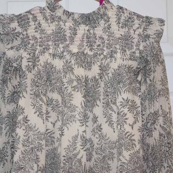 Ann Taylor | Shimmer Ruffle Floral Blouse, Size S - Picture 2 of 8